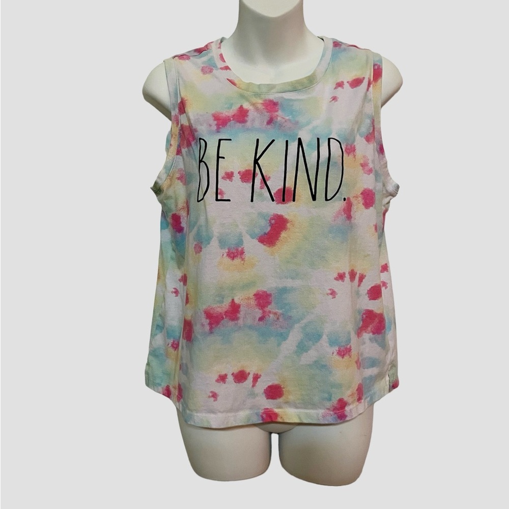 RAE DUNN BE KIND tie dye sleeveless t-shirt tee